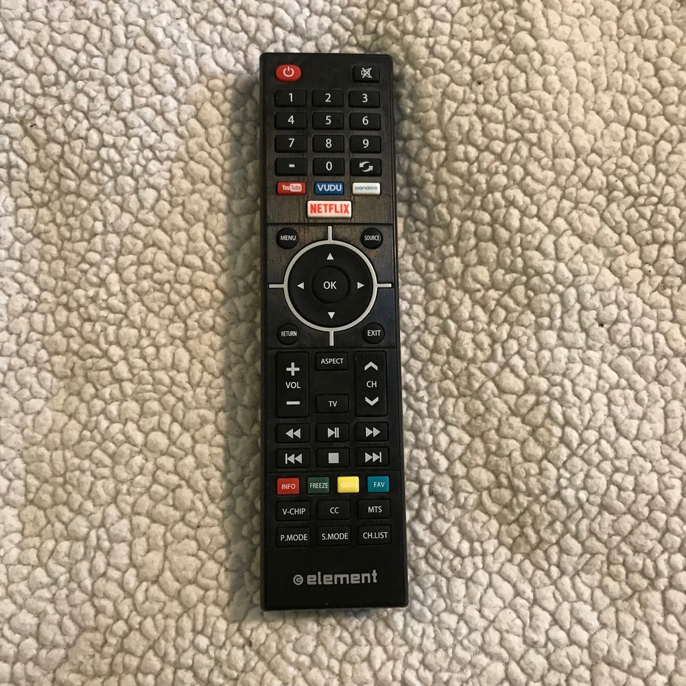 Element Remote TV Remote Control with Netflix YouTube Vudu Pandora Buttons Black